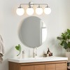 POWLIG 30.71-in 4-Light Nickel Bathroom Light Fixtures Over Mirror Vanity Lighting with Milk White Glass Globe Shades - 3 of 4