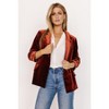 Womens Velvet Suit Blazer 3/4 Sleeve Lapel Neck Open Front Velvet Blazer with Flap Pockets Holiday Outfits Tailored Jacket for Work - 3 of 4