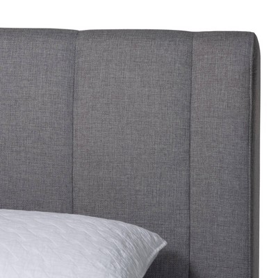 Queen Gray Linen Upholstered Wood Frame Bed with Headboard