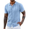 COOFANDY Men's Knit Shirts Short Sleeve Casual Button Down Polo Shirt Summer Beach Vacation Shirts - 2 of 4