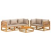 vidaXL Garden Lounge Set with Taupe Cushions, Solid Acacia Wood - 6 Piece Patio Furniture Set, Modular Design for Outdoor Comfort and Elegance - 3 of 4