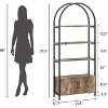 Homhougo 4 Tier Bookshelf, Arched Bookcase with Doors Storage, 71.5" Tall Industrial Book Shelf with Sturdy Metal Frame and Quality Boards, Brown - 2 of 4