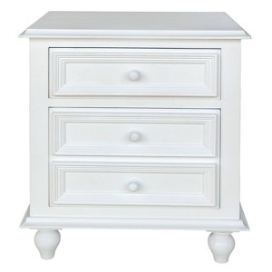 Benzara 27" Bedside Nightstand 2 Drawers with Classic Round Knobs Handcrafted White Wood White - 1 of 4