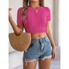 Crop Tops for Women Crew Neck Short Sleeve Ribbed Knit Tight T Shirts Slim Fit Basics Tees Going Out Crop Tops Shirts - 3 of 4