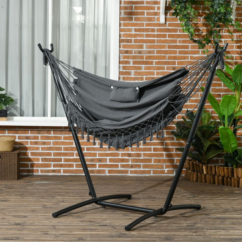 Outsunny Hammock Chair w/ Stand, Hammock Swing w/ Phone Holder, 2 of 7