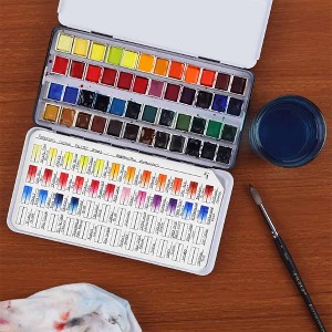 New York Central Watercolor Palette - 48 Empty Half Pans Boxes and Palette with 5 Watercolor Swatch Cards - 1 of 4