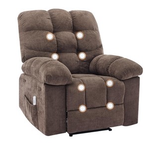 Ergonomic Recliner Chair with Wide Rocker, Overstuffed Breathable Fabric, Massage and Heat Function - 1 of 4