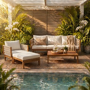 Christopher Knight Home Noelia Modern 4 Piece Acacia Patio Chat Set ...