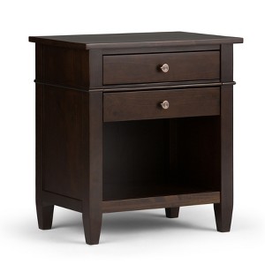 Sapphtopaz Modern Rustic Nightstand with Storage Shelf & 2 Drawers End Table with Bronze Knobs Wood Bedside Table for Bedroom, Living Room - 1 of 4