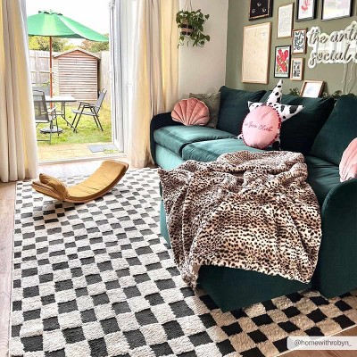 Hauteloom Lajos Black & White Checkered Area Rug
