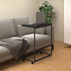 vidaXL Side Table with Wheels Black 21.7 in.x13.8 in.x27.6 in. Engineered Wood - 1 of 4