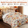 Hachikiko All-Season Pumpkin Quilt Set Soft Lightweight Coverlet with Pillow Shams, Modern Autumn Leaves Design - 2 of 4