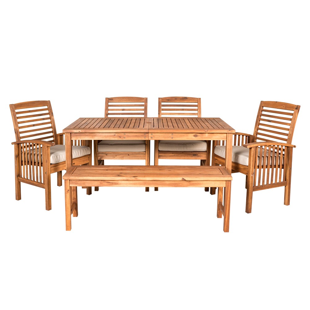 Photos - Garden Furniture Ravenscroft 6pc Acacia Wood Patio Dining Set - Saracina Home: Weather-Resi