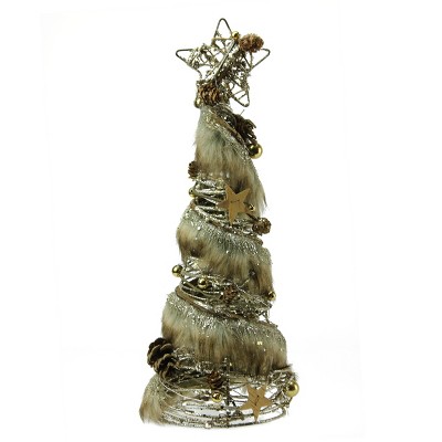 Gallerie II 15" Brown Rustic Style Glittered Christmas Tree Tabletop Decor