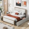NicBex Queen Size Upholstered Bed Frame with Nailhead Decoration and 4 Drawers for Adults/Boys/Girls,White+Brown - 2 of 4