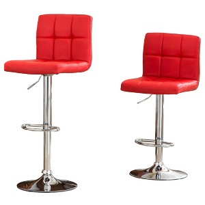 Okak Set of 2 Swivel Adjustable Height Bar Stools with Sturdy Metal Base,Tufted Leather Counter Chairs for Dining Rooms - 1 of 4