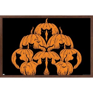 Trends International Episodic Drawing - Pumpkin Cat Framed Wall Poster Prints - 1 of 4