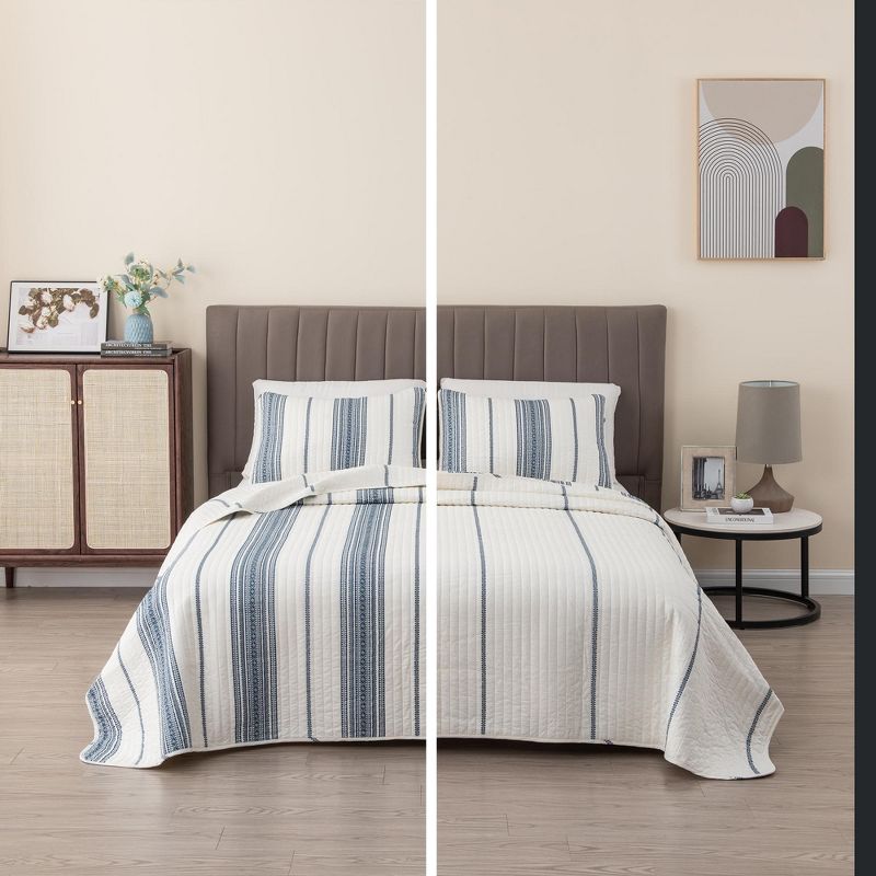 Great Bay Home Stripe Reversible Quilt Set With Shams, 3 of 11