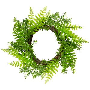Northlight Fern Leaf Artificial Springtime Wreath, Green - 18-Inch - 1 of 4