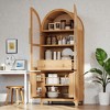 Mshliw 71" Tall Arched Kitchen Pantry Cabinet with Glass Doors, Adjustable Shelves, Hidden Drawer & Door Storage Racks, Farmhouse Storage Cupboard - 2 of 4