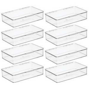 mDesign Plastic Bathroom Vanity Storage Organizer Box, Hinged Lid, Clear - 1 of 4