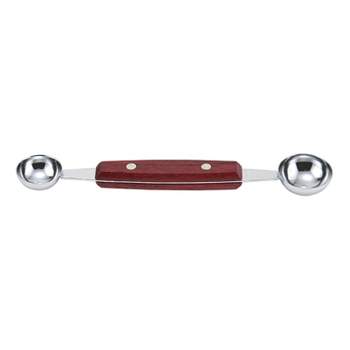 Winco Double Melon Baller, Stainless Steel with Wooden Handle, 7"