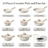 Aoibox 24-Piece Non-Stick Ceramic Cookware Set, Healthy Non-Toxic Kitchen Cookware, Induction Compatible, PFAS/PTFE/PFOA Free, Cream White - 2 of 4