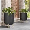 Maggift Planters, Decorative Planter Set with Stand, Simple Design Round Flower Pot for Garden, Patio, Black, 14.8" * 14.8" * 20.3" - 3 of 4
