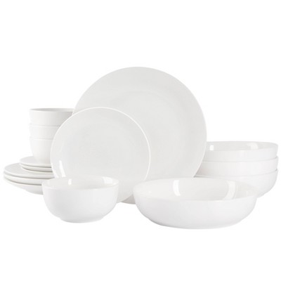 16pc Ceramic Gracious Dining Dinnerware Set White - Gibson Home
