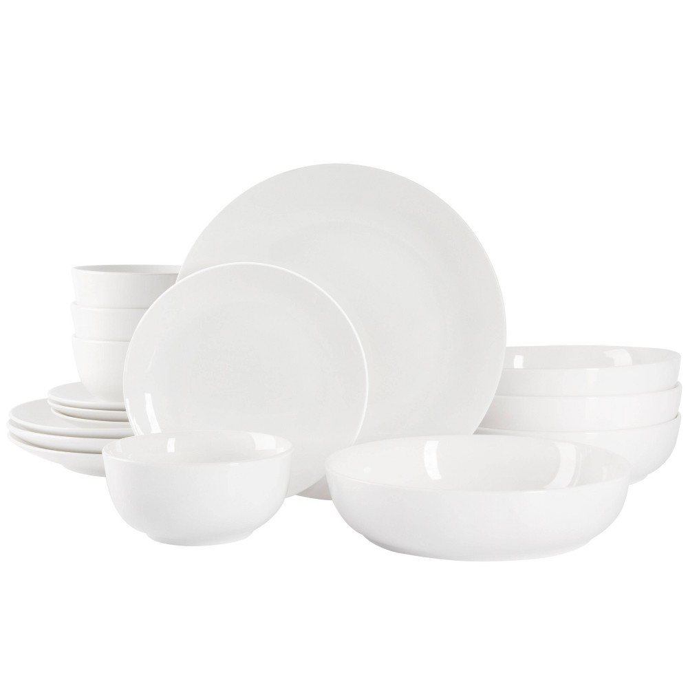 16pc Ceramic Gracious Dining Dinnerware Set White - Gibson Home