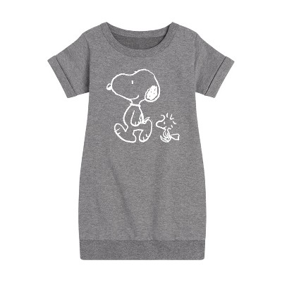 - Peanuts - I'll Follow You Graphic Short Sleeve Fleece Dress