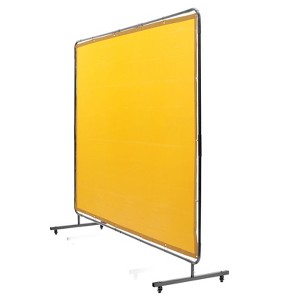 VEVOR Welding Screen with Frame, 6' x 8' Welding Curtain Screen, Flame-Resistant Vinyl Welding Protection Screen on 4 Swivel Wheel, Yellow - 1 of 4