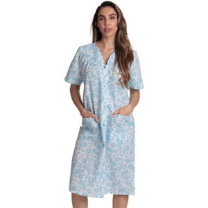 Dreamcrest Short Sleeve Seersucker Duster Housecoat Women Sleepwear - 1 of 3