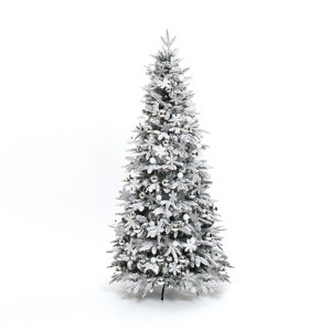 LuxenHome 6Ft Pre-Lit Snow Flocked Pop-Up Artificial Christmas Tree Green - 1 of 4