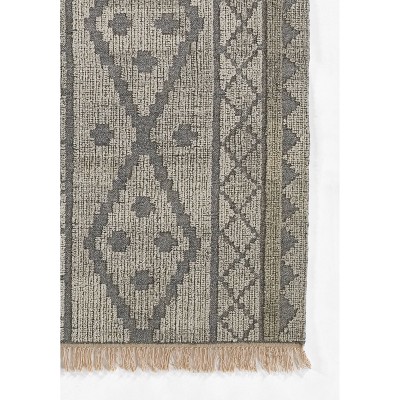 Handmade Rectangular Gray Wool Geometric Area Rug 2' x 3'