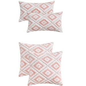 REGALWOVEN 4 Pcs Geometric Pattern Short Plush Decorative Throw Pillow Covers - 1 of 4