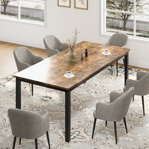 78.7 Inch Long Dining Table for 6-8 People, Rectangle Kitchen Table with Sturdy Metal Legs, Modern Industrial Dining Room Table with Round Corner - 1 of 4