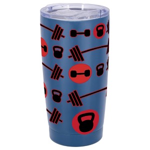 100 North 20 Ounce Stainless Steel On the Go Travel Tumbler With Push Top Lid, Workout Weights Blue - 1 of 4