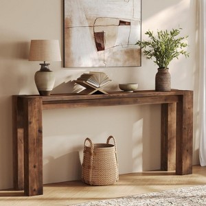 Tribesigns Solid Wood Console Table, 70.9" Extra Long Farmhouse Sofa Table Behind Couch, for Living Room, Foyer, Hallway, Rustic Brown - 1 of 4