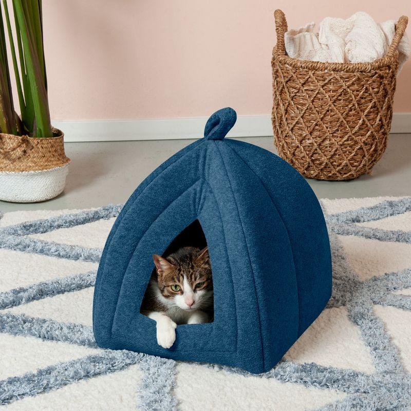 FurHaven Fleece Pet Tent Cat Bed, 3 of 5