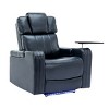 PU Leather Power Recliner Chair with Bluetooth Speakers, LED Lights, Cooling Cup Holders & Tray Table for Home Theater Setup-Cuddlewood - 3 of 4