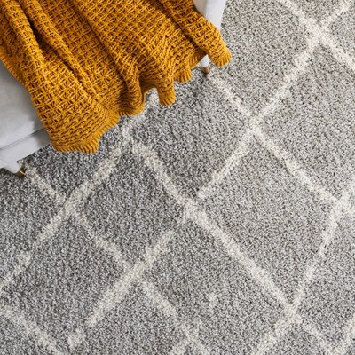 Light Grey Synthetic Shag Area Rug 3' x 5'