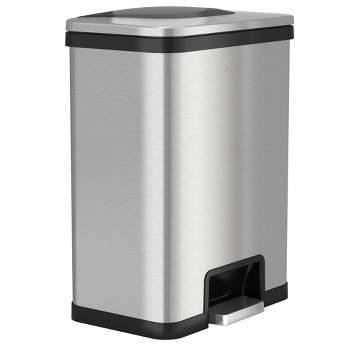 halo quality 13gal TapCan Stainless Steel Pedal Sensor Step Trash Can with Black Trim