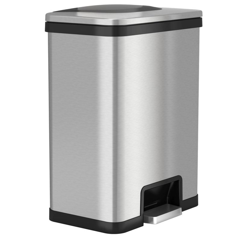 halo quality 13gal TapCan Stainless Steel Pedal Sensor Step Trash Can with Black Trim, 1 of 6