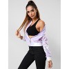 INSPIRE CHIC Women's Holographic Fashion Stand Collar Metallic Lightweight Zip Bomber Jacket - 2 of 4