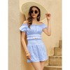 WhizMax Women's Two Piece Outfits Elastic High Waisted Shorts Off Shoulder Ruffle Crop Top Casual Short Pant Sets - 3 of 4
