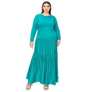 L I V D Women's Tiered Maxi Dress with Long Sleeves - 1 of 3