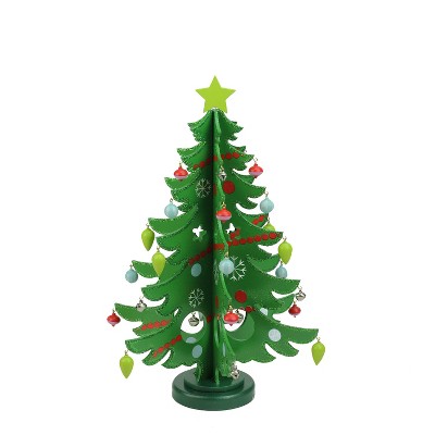 Northlight 13.75" Green Christmas Tree Cut Out With Ornaments Table Top Decor