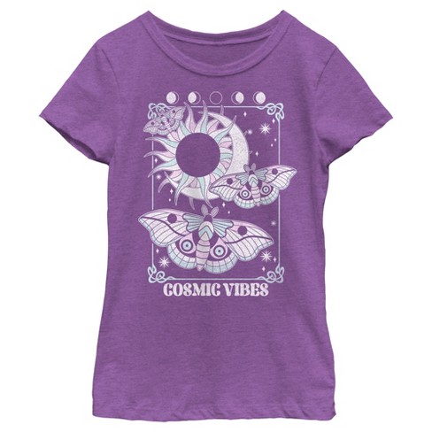 Girl's Lost Gods Cosmic Vibes Moths T-Shirt - image 1 of 4