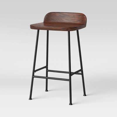 Lorton Low Back Metal Leg Wood Counter Height Barstool Threshold